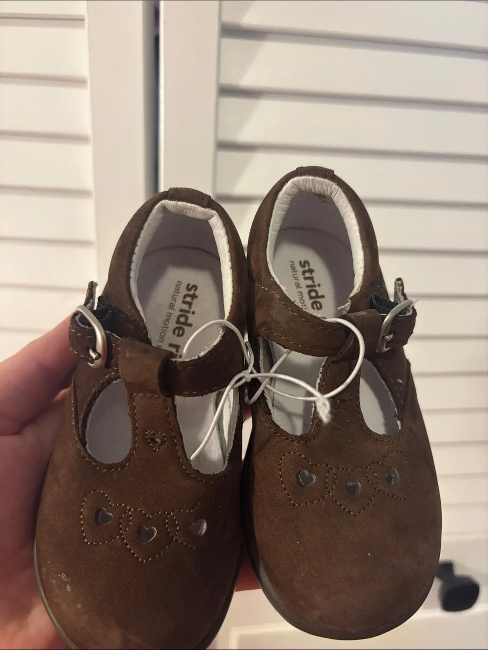 Stride Rite Brown Suede Heart T-Strap Girls Shoes
